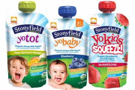 Stonyfield and Happy Family Yogurt Pouches for Babies