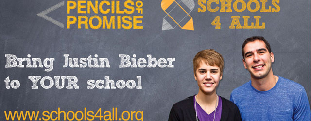 Justin Bieber with Pencils of Promise