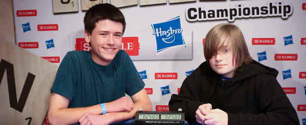 Eighth graders Jacob Sass of Texas and Thomas Draper of New Jersey are named the winners of the 2014 National School SCRABBLE Championship held in Providence, RI.